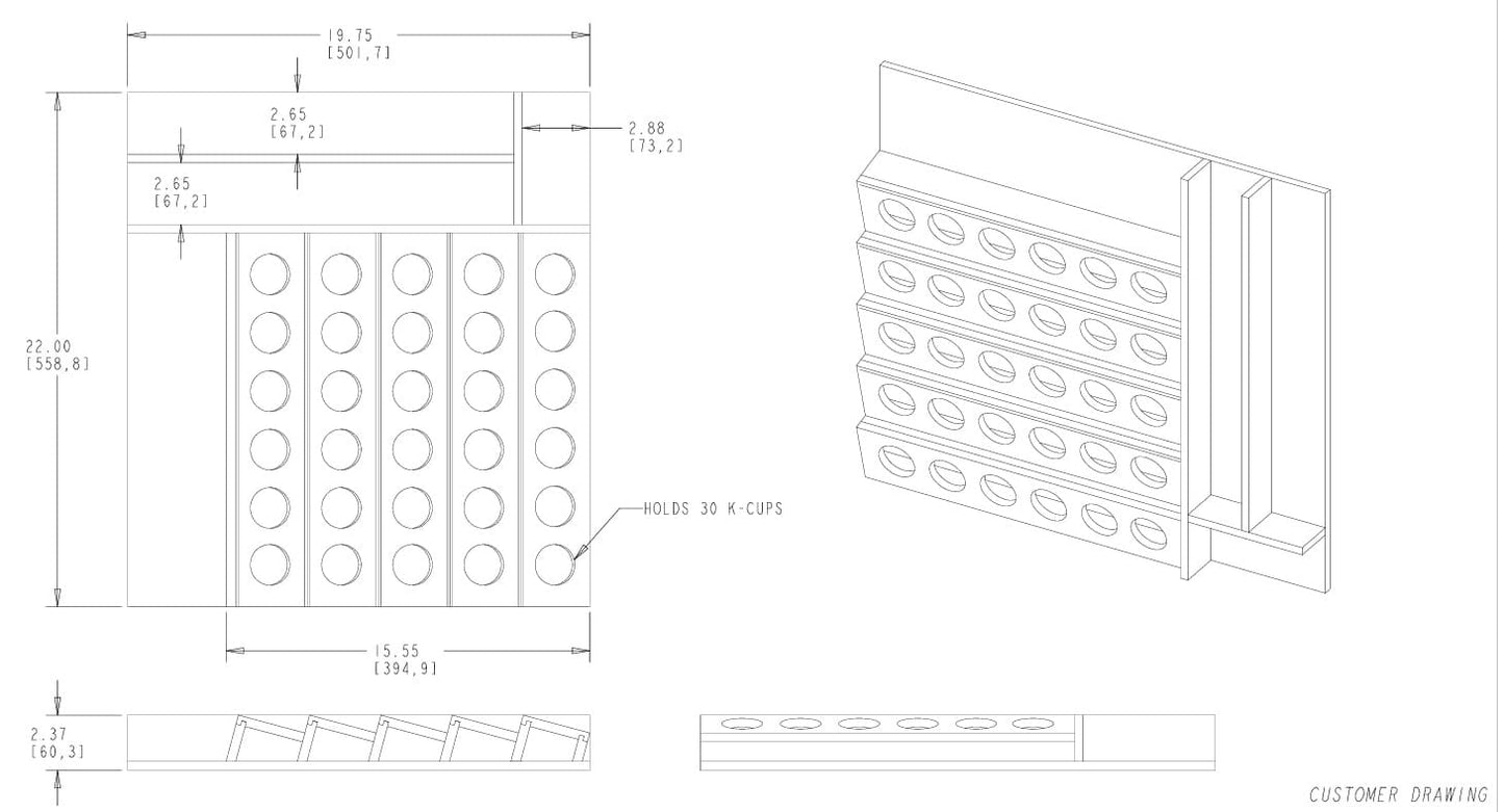 Wood K-Cup Drawer Insert (trimmable 3")