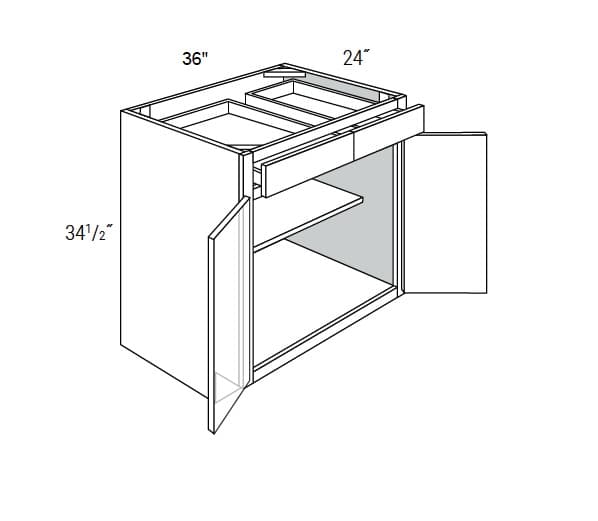 MX Shaker - Base 2 Doors W/2 Drawers & Butt Doors