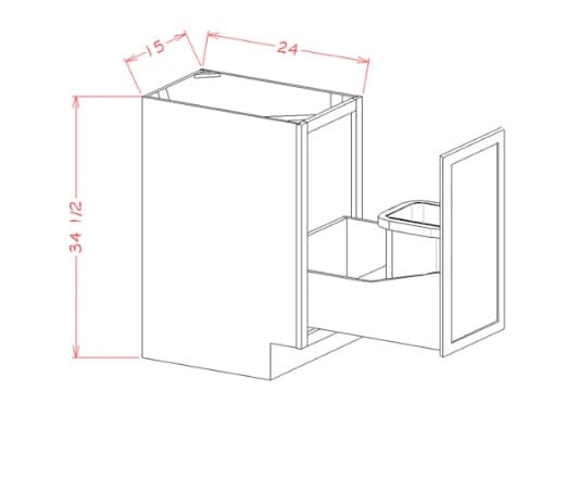 Trends - Base Cabinets with Trash Pullout 1 - 50 QT Bin