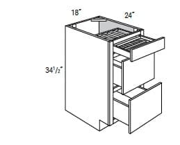 Dover - 3 Drawer Base Cabinet W/1 Two Tiered Cutlery Drawer