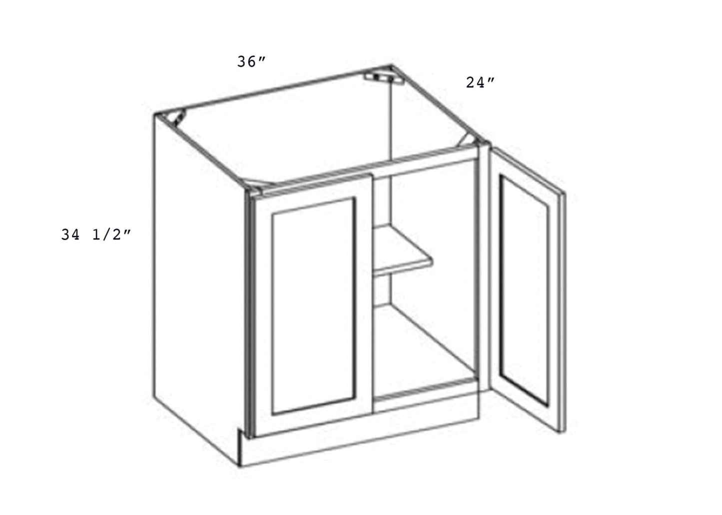 US Shaker - Base Full Height with Butt Doors