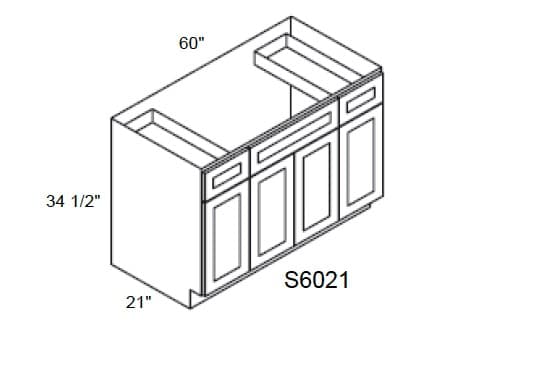 MX Shaker - Vanity Sink Bases 4 Doors W/ 2 Drawers