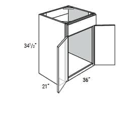 MX Shaker - Vanity Sink Base W/1 False Drawer & Butt Doors