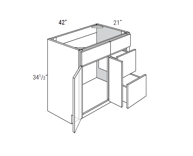 Dover - Vanity Sink Bases 2 Doors W/2 Drawers on Right