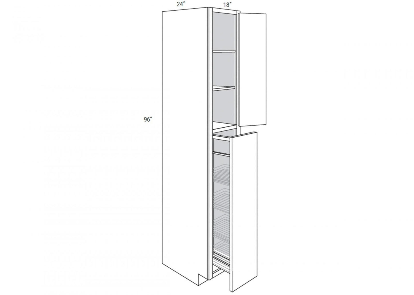 Dover - Tall 2 Door Pantry with Metal Pull Out
