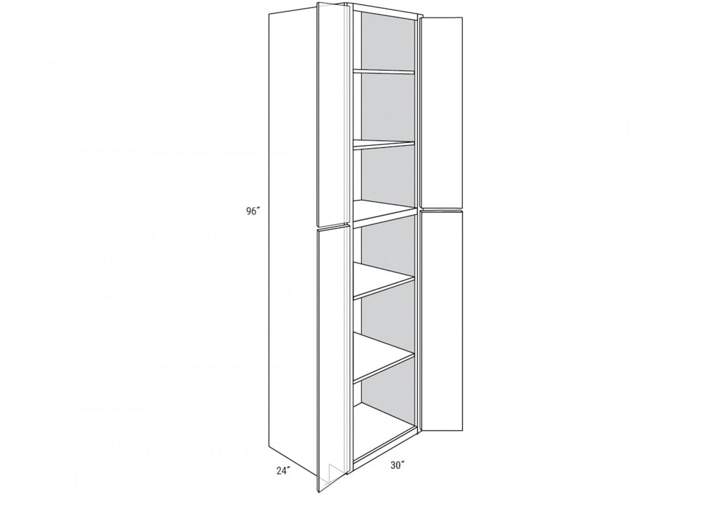 MX Shaker - Tall 4 Doors Pantry W/ Butt Doors