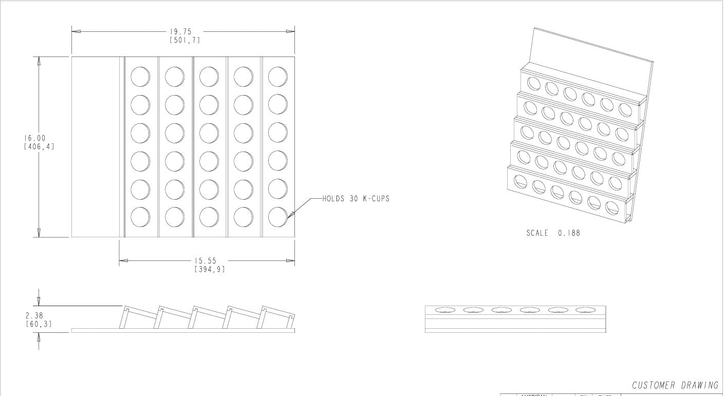 Wood K-Cup Drawer Insert (trimmable 3")