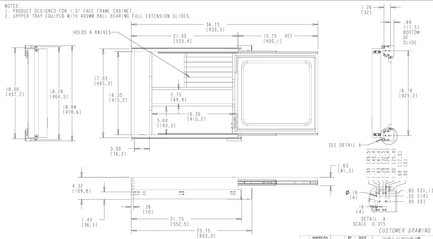 Combination Kife Holder/Cutting Board Drawer