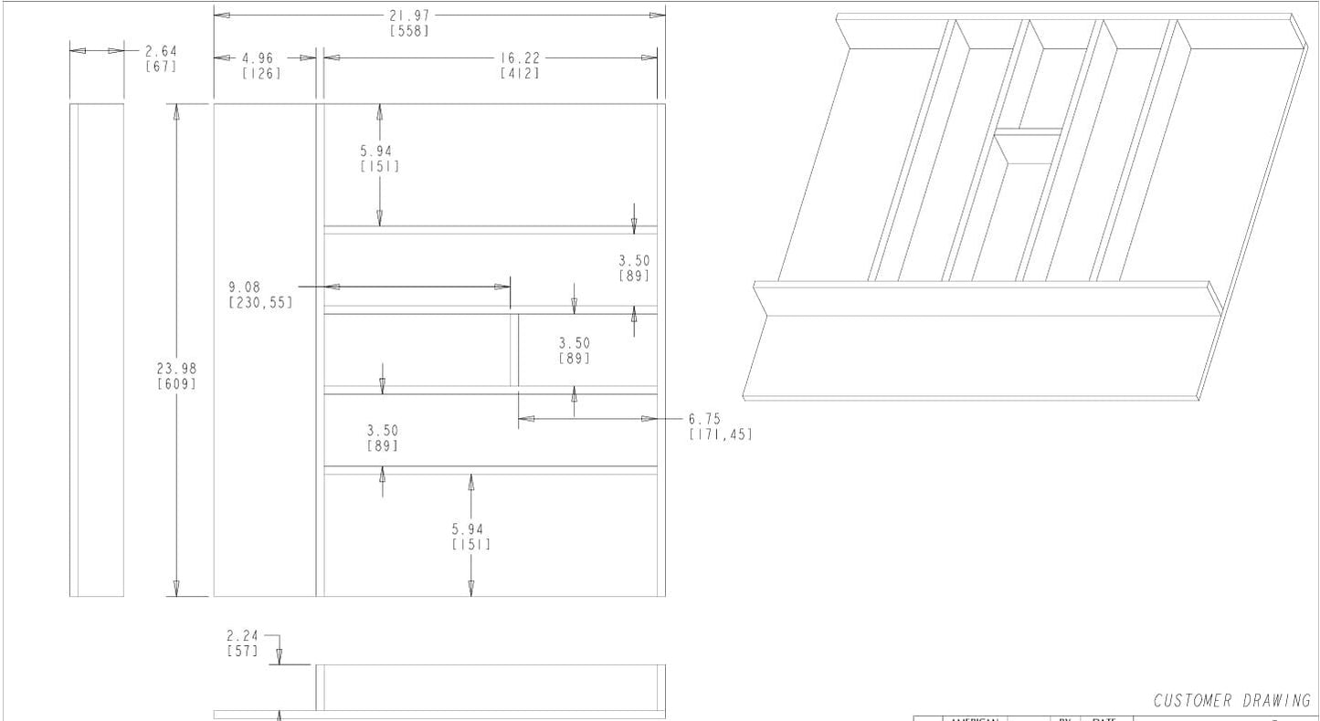 Wood Utensil Tray Insert