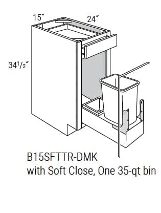 Essex - Base Cabinets with Trash Pullout 1 Soft Close 35 QT Bin W/1 Drawer