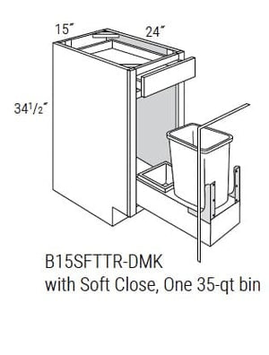 Essex - Base Cabinets with Trash Pullout 1 Soft Close 35 QT Bin W/1 Drawer