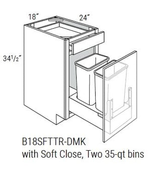 Essex - Base Cabinets with Trash Pullout 2 Soft Close 35 QT Bin W/1 Drawer