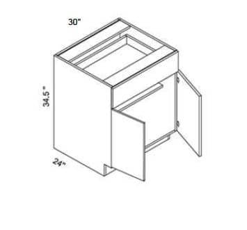 Alvic - Base 2 Doors W/1 Drawer & Butt Doors