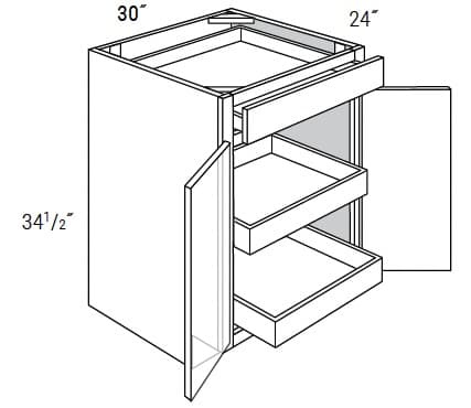 Essex - Base 2 Butt Doors W/1 Drawer W/2 Soft Close Rollouts