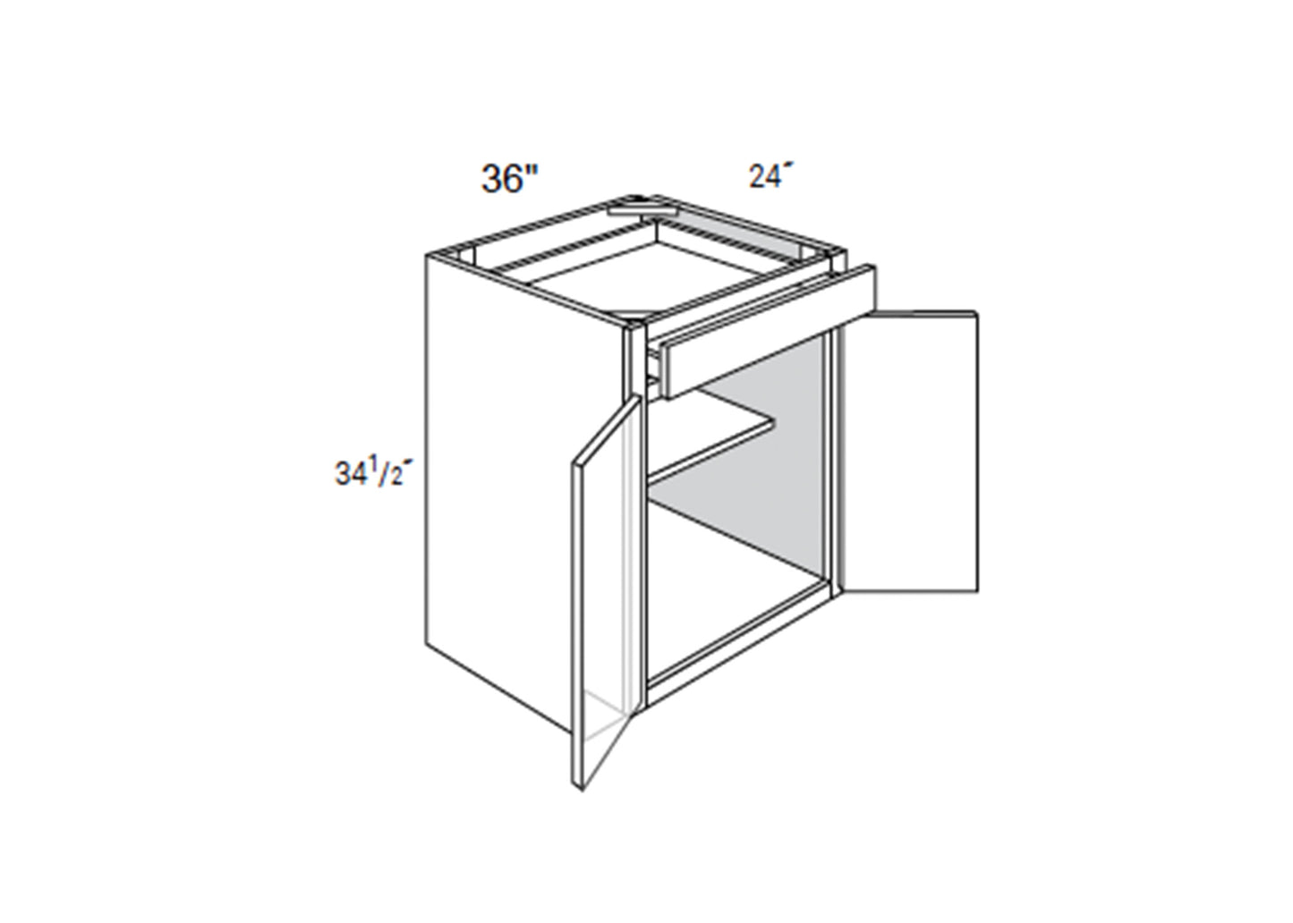 Essex - Base 2 Doors W/1 Drawer & Butt Doors