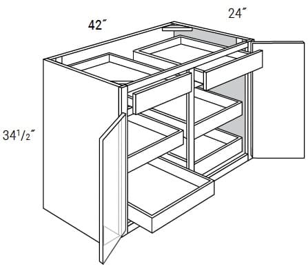 Essex - Base 2 Doors W/2 Drawer W/4 Soft Close Rollouts