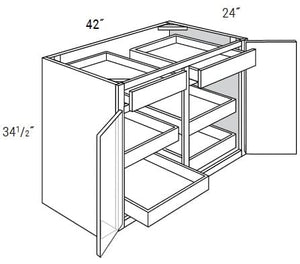 Essex - Base 2 Doors W/2 Drawer W/4 Soft Close Rollouts