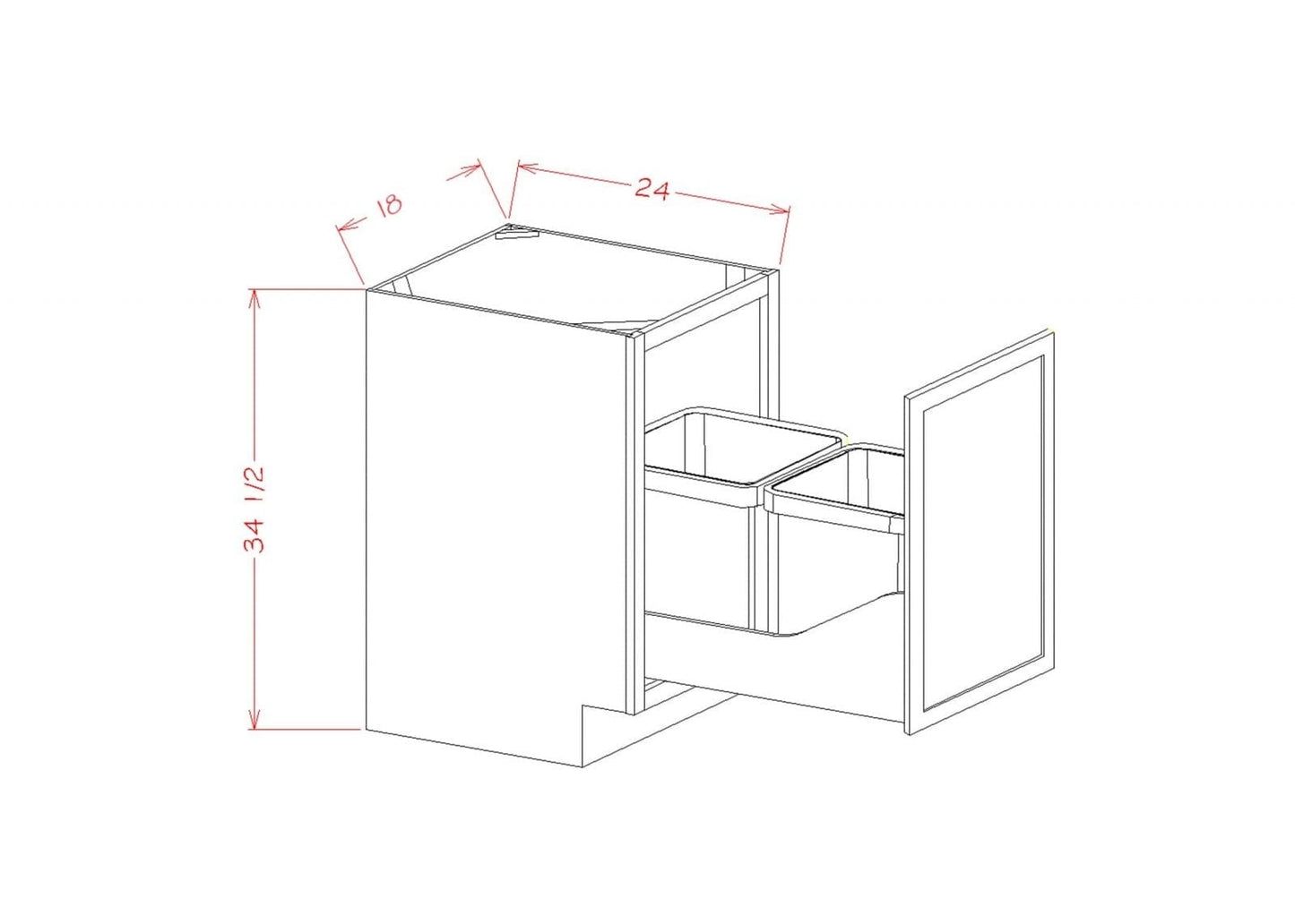 Alvic - Base Cabinets with Trash Pullout 2 - 50 QT Bins