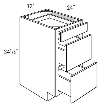 Amesbury Recessed - 3 Drawer Base Cabinet