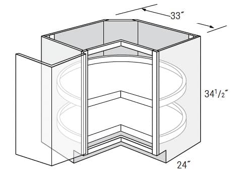 Essex - Corner Base Cabinet Bifold Doors W/2 Wood Lazy Susans