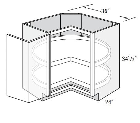Weston - Corner Base Cabnet Bifold Doors W/2 Wood Lazy Susans
