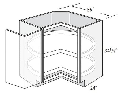 Weston - Corner Base Cabnet Bifold Doors W/2 Wood Lazy Susans