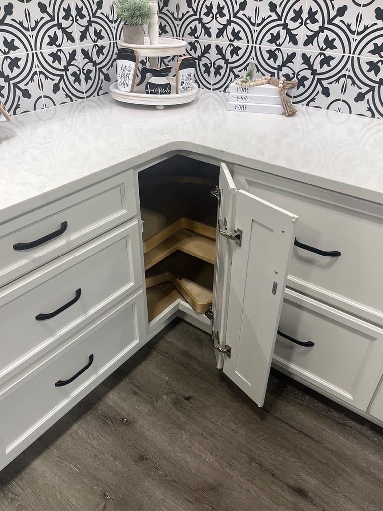 Venice - Corner Base Cabinet Bifold Doors W/2 Wood Lazy Susans