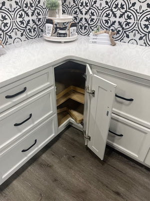 Alvic - Corner Base Cabinet Bifold Doors W/2 Wood Lazy Susans