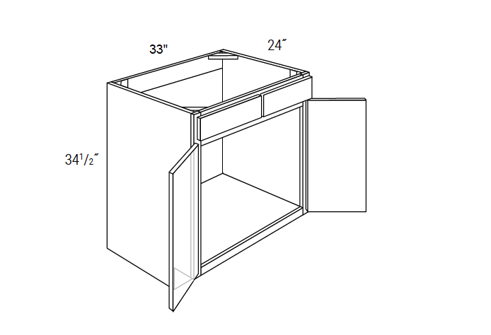 FC Shaker - Sink Base Cabinet W/2 False Drawer & Butt Doors
