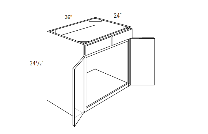 FC Shaker - Sink Base Cabinet W/2 False Drawer & Butt Doors