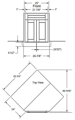 Malibu - Base Diagonal Corner Sink Front Only 2 Doors