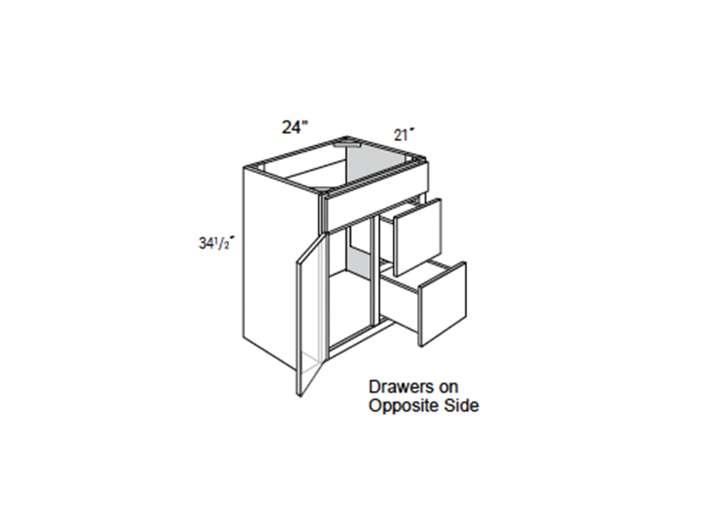 FC Shaker - Vanity Sink Bases 1 Door W/2 Drawers on Left
