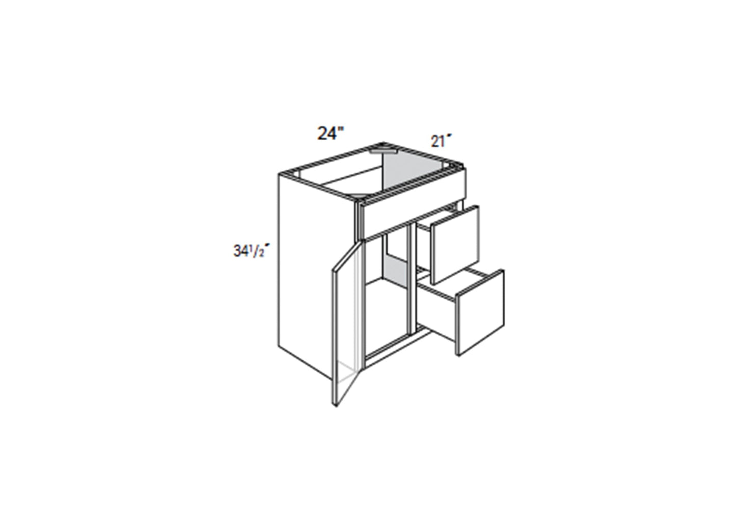 FC Shaker - Vanity Sink Bases 1 Door W/2 Drawers on Right