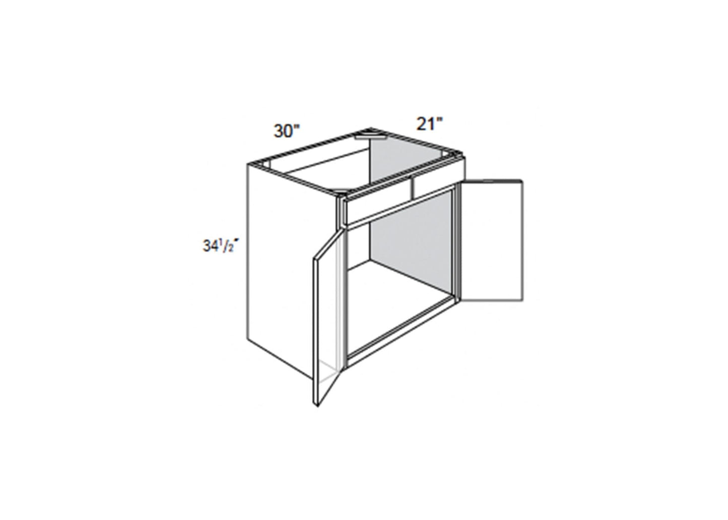 FC Shaker - Vanity Sink Base W/2 False Drawers and Butt Doors