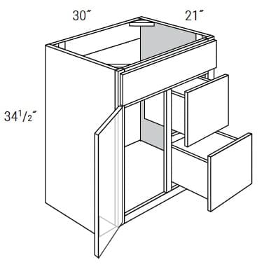 Amesbury Recessed - Vanity Sink Bases 1 Door W/2 Drawer on Right