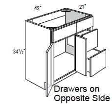 Amesbury Recessed - Vanity Sink Bases 2 Doors W/2 Drawers on Left