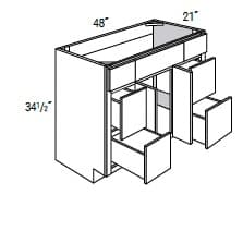 Amesbury Recessed - Vanity Sink Bases 2 Doors W/ 4 Drawers JSI