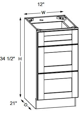 California - Vanity 3 Drawer Base