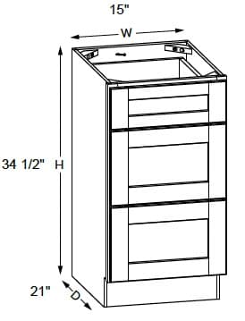 Malibu - Vanity 3 Drawer Base
