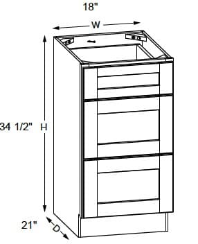 Malibu - Vanity 3 Drawer Base