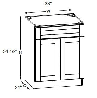 California - Vanity Sink Base W/1 False Drawer & Butt Doors