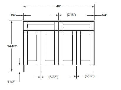 Malibu - Vanity Sink Base W/2 False Drawers and 4 Doors