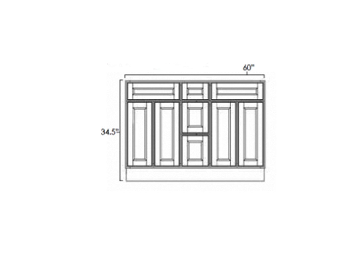 FC Shaker - Vanity Sink Bases 4 Doors W/2 False Fronts & 3 Drawers