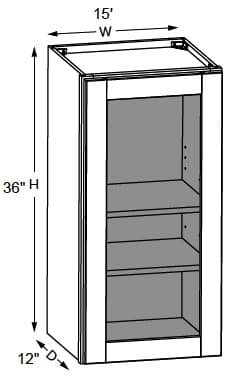 California - Wall Cabinets W/ Clear Glass Doors No Mullions 36" Tall