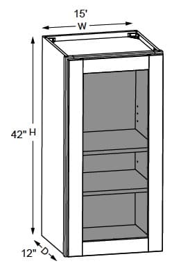 California - Wall Cabinets W/ Clear Glass Doors No Mullions 42" Tall