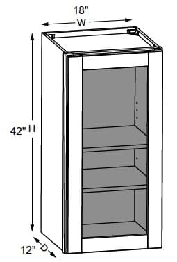 California - Wall Cabinets W/ Clear Glass Doors No Mullions 42" Tall