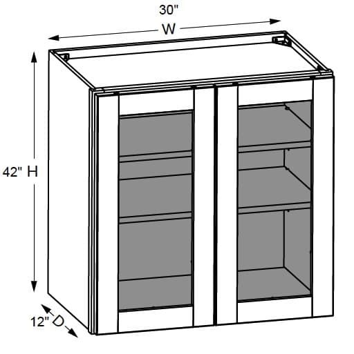 California - Wall Cabinets W/ Clear Glass Doors No Mullions 42" Tall