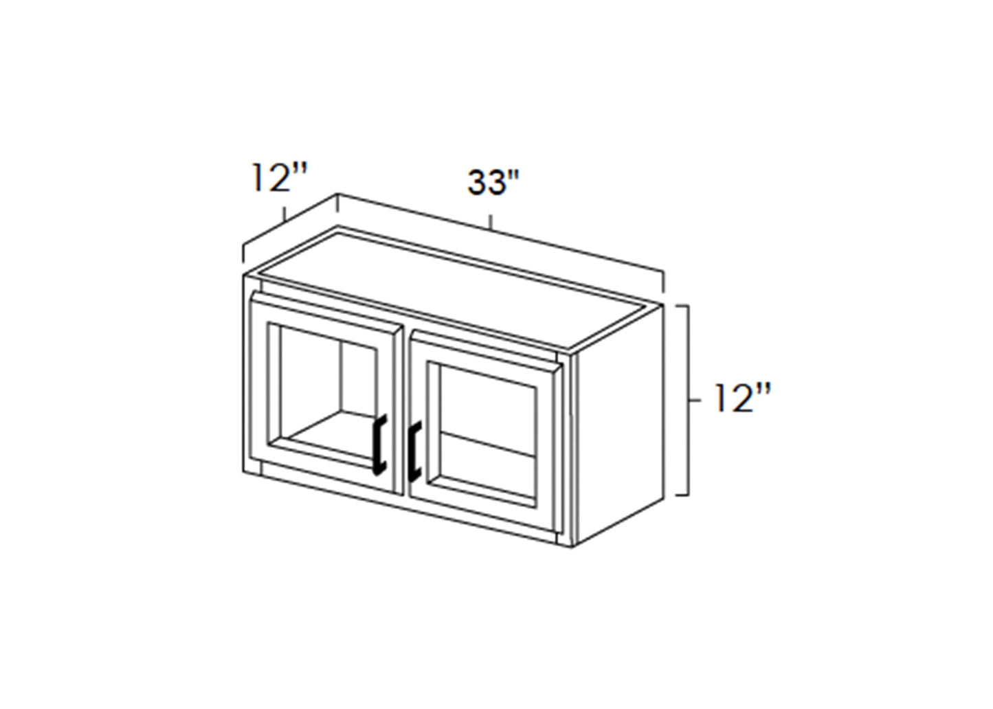 FC Shaker - Wall Clear Glass 2 Butt Doors 12" Tall