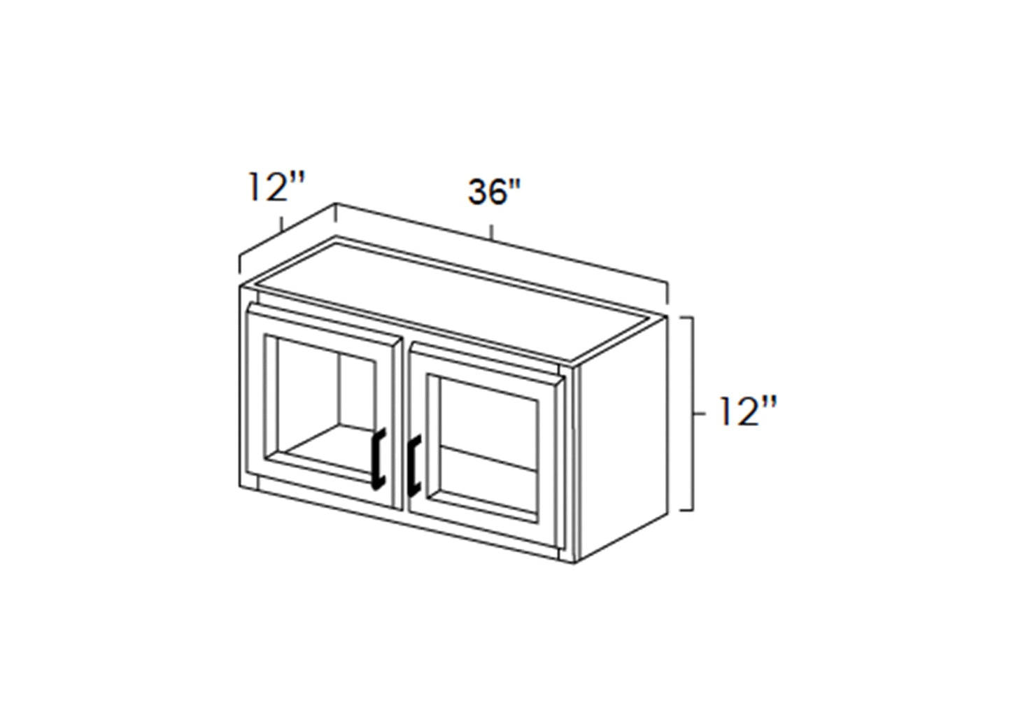FC Shaker - Wall Clear Glass 2 Butt Doors 12" Tall