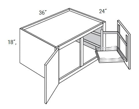Amesbury Recessed - Wall Refrigerator Cabinets 2 Doors 24" Deep W/Butt Doors and Pullout Shelf